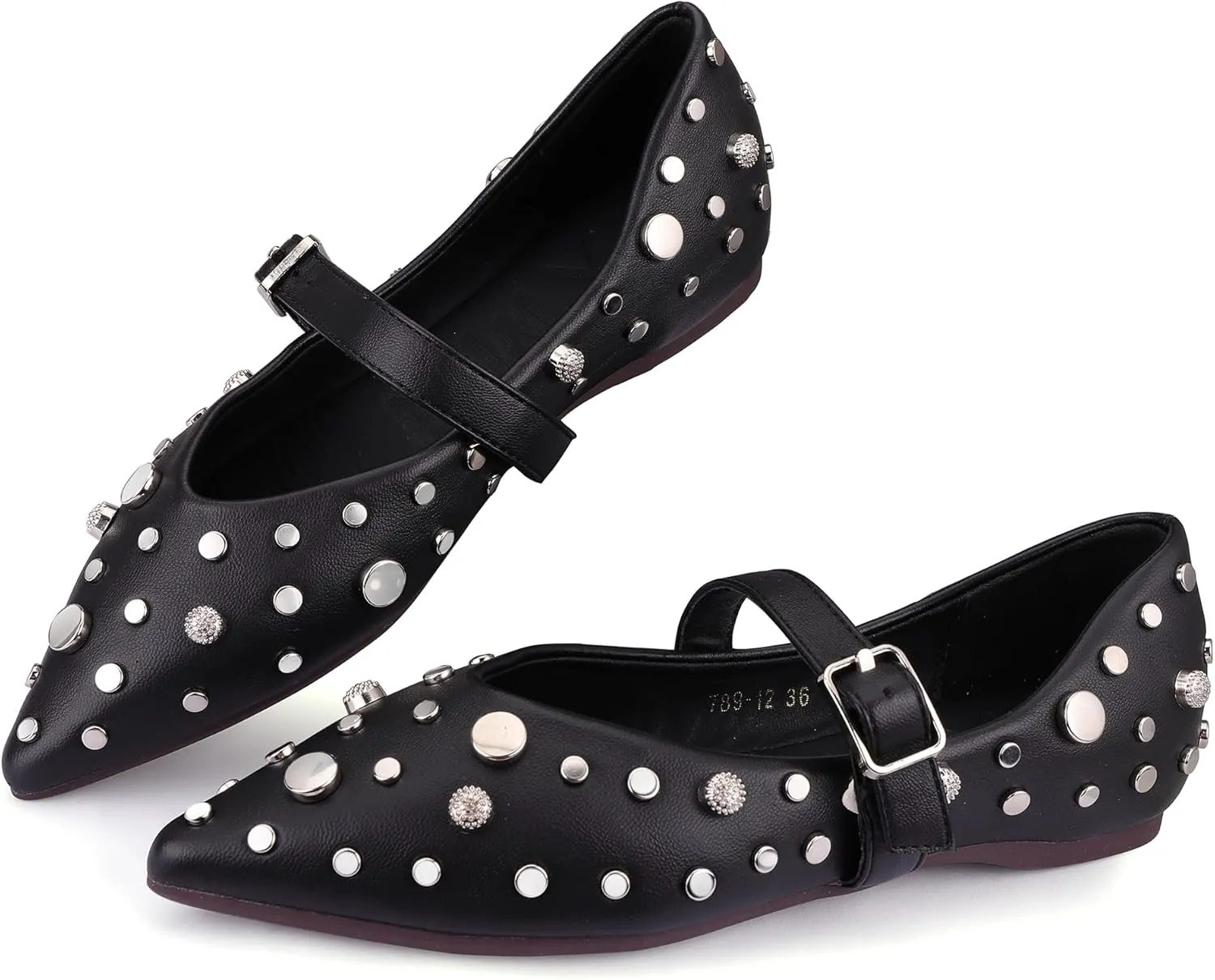 TLJIANG Women's Flat Shoes 2024 New All-Match Flat Shoes Fashion Rivet Decorative Comfortable Flat Shoes