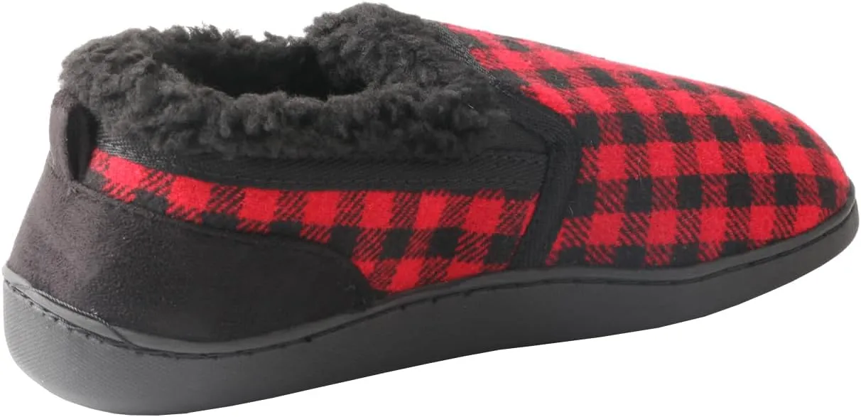 TMA EYES Men's Winter Cotton Flat Comfortable Non-slip Warm Slippers With Check Pattern