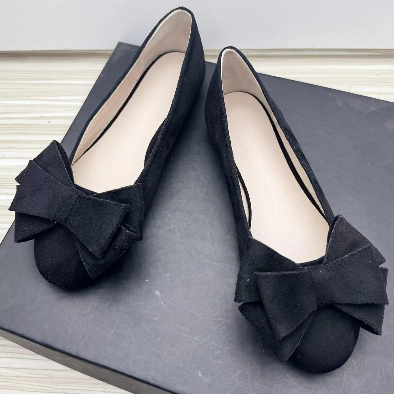 TN TANGNEST Women's Comfortable Pointed Toe Bowknot Flats Slip On Loafers Casual Flats