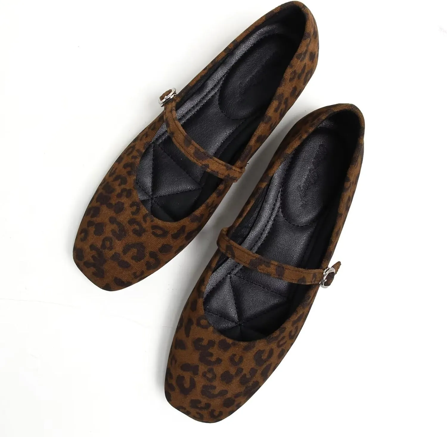 TN TANGNEST Women's Leather Flats Comfortable Square Toe Dress Flats Retro Soft Mary Jane Flats
