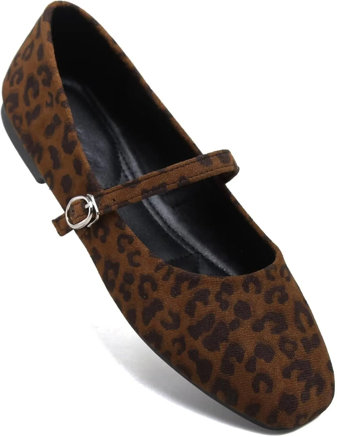TN TANGNEST Women's Leather Flats Comfortable Square Toe Dress Flats Retro Soft Mary Jane Flats