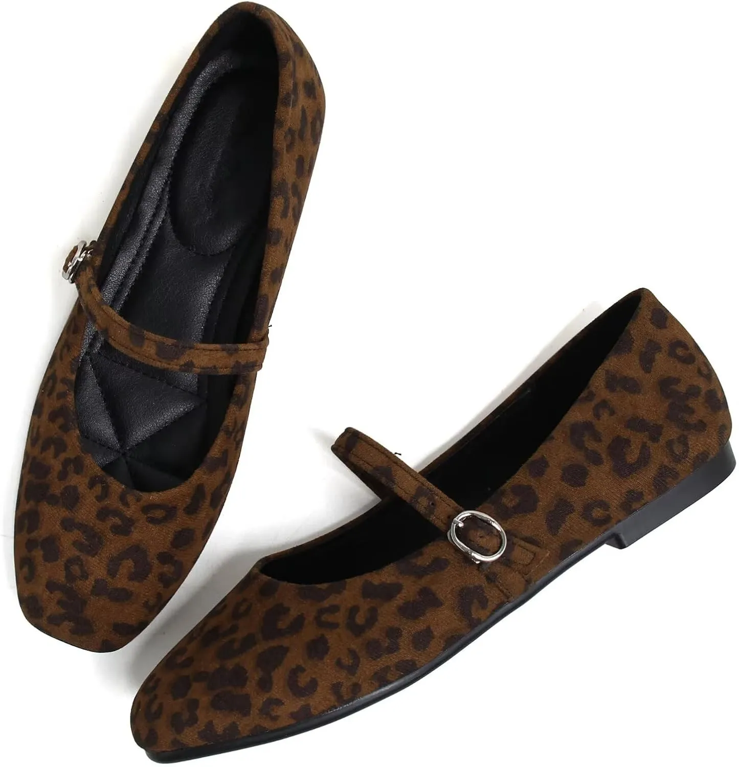 TN TANGNEST Women's Leather Flats Comfortable Square Toe Dress Flats Retro Soft Mary Jane Flats