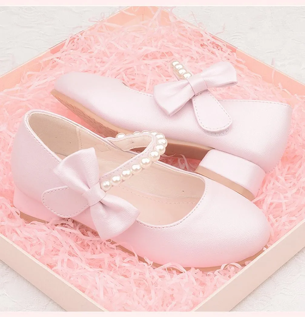 Toddler Girls Low Heel Princess Dress Shoes Glitter Flower Wedding Party Mary Jane Pumps Shoes for Kids