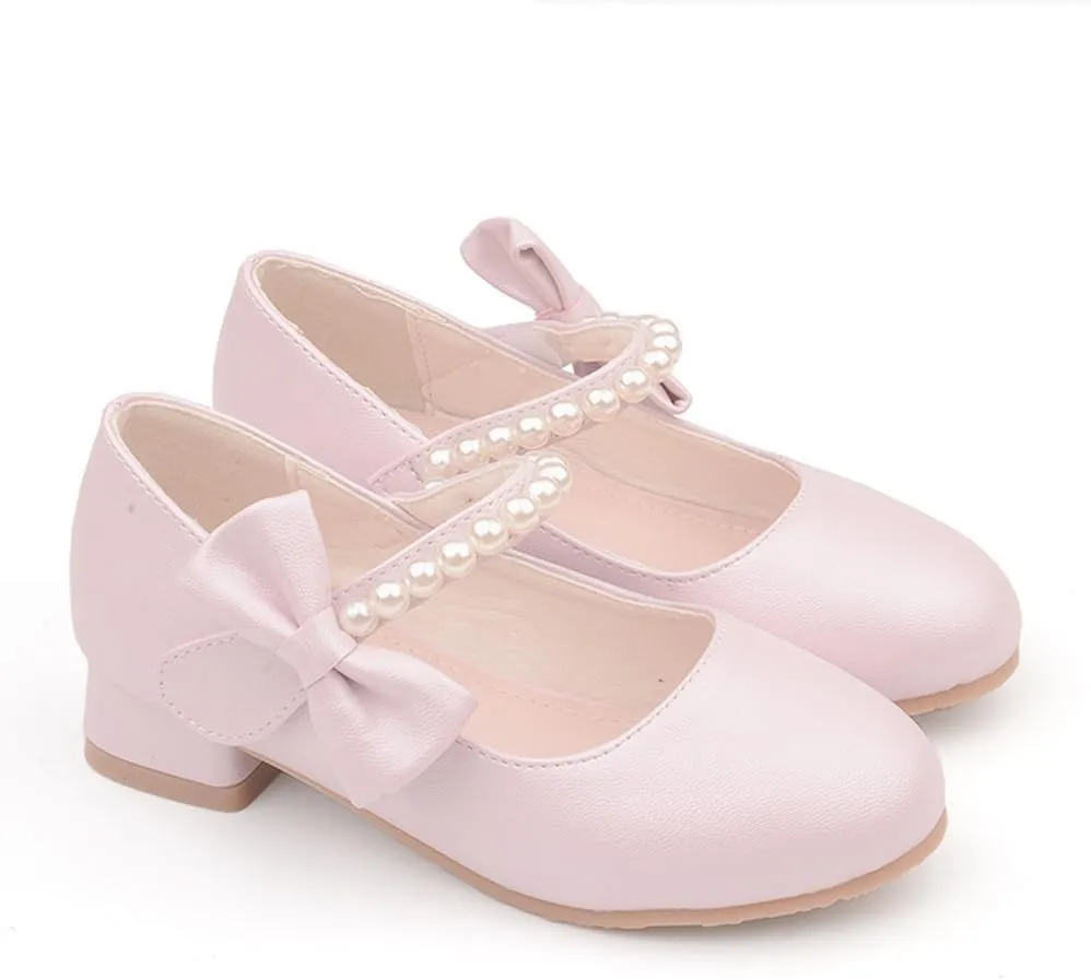 Toddler Girls Low Heel Princess Dress Shoes Glitter Flower Wedding Party Mary Jane Pumps Shoes for Kids