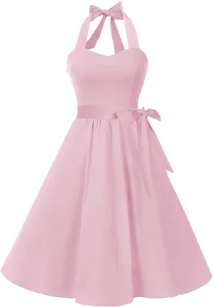 Topdress Women'sVintage Polka Audrey Dress 1950s Halter Retro Cocktail Dress