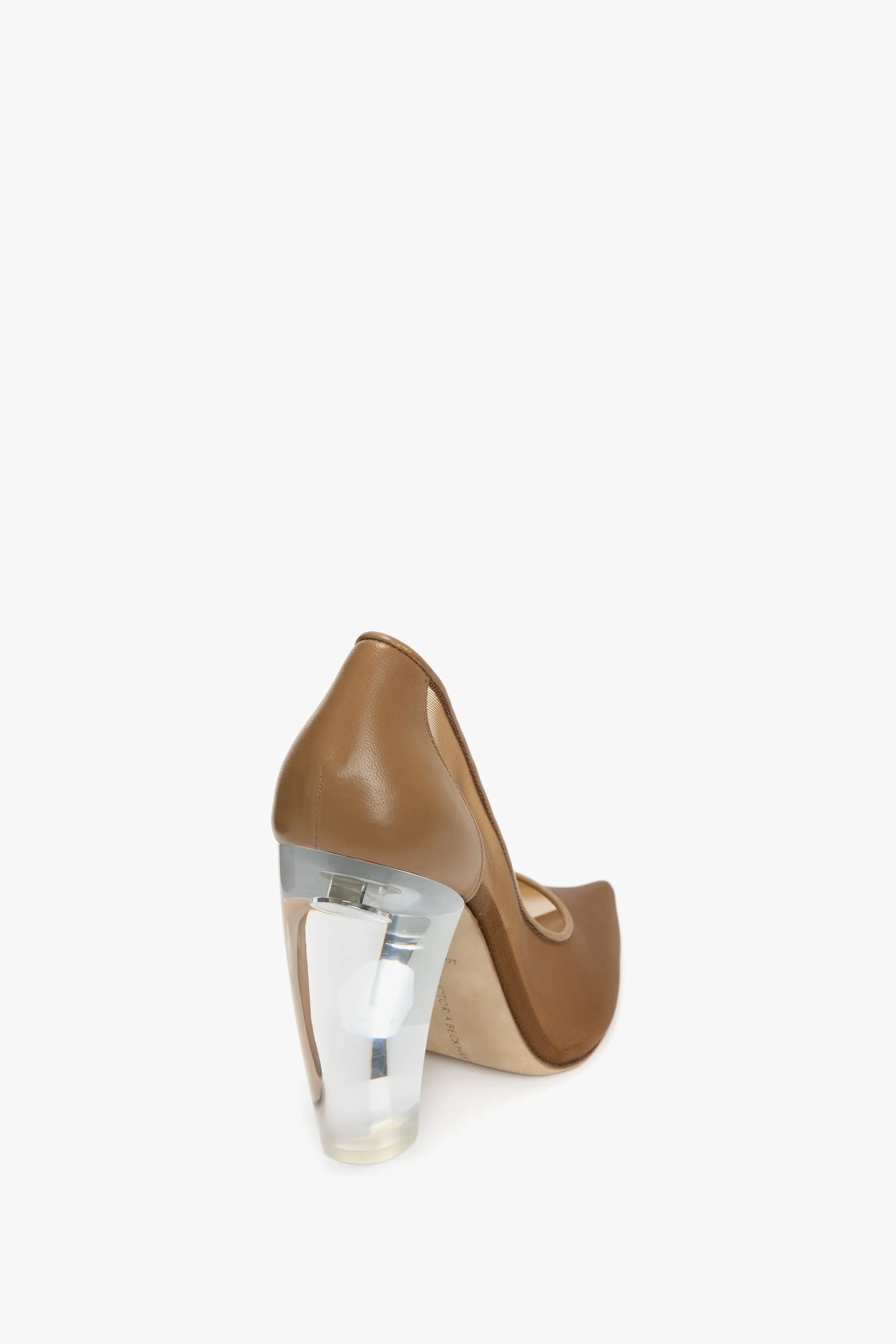 Transparent Heel Mesh Pump In Tan