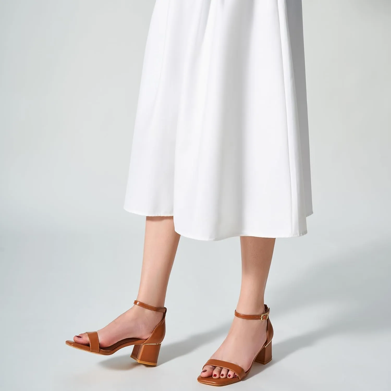 Trary Low Heels for Women Square Open Toe Ankle Strap Women's Pumps Dressy Shoes Block Chunky Heels Comfy Fashion Heeled Sandals for Women 2025 Adjustable Buckle 2.16 Inches Work Causal Party Wedding