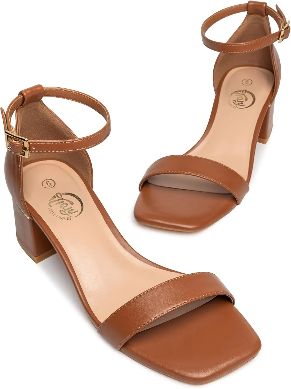 Trary Low Heels for Women Square Open Toe Ankle Strap Women's Pumps Dressy Shoes Block Chunky Heels Comfy Fashion Heeled Sandals for Women 2025 Adjustable Buckle 2.16 Inches Work Causal Party Wedding