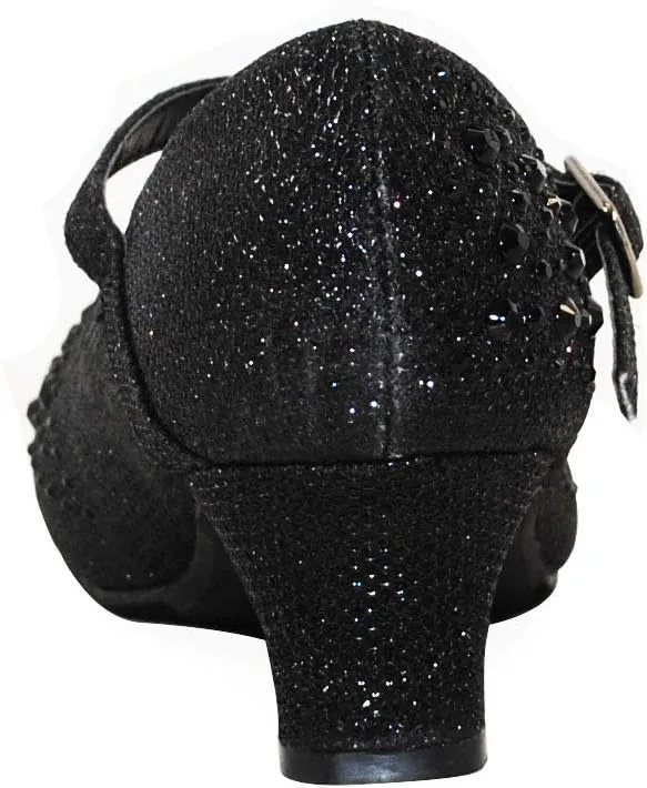 TRENDSUP Kids Sparkling Mary Jane Rhinestone Glitter Formal Dress Low Heel Pumps
