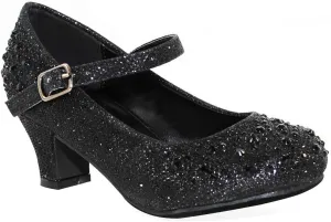 TRENDSUP Kids Sparkling Mary Jane Rhinestone Glitter Formal Dress Low Heel Pumps