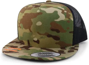 Trendy Apparel Shop Flexfit Brand 5 Panel Classic Trucker Flatbill Mesh Snapback Cap