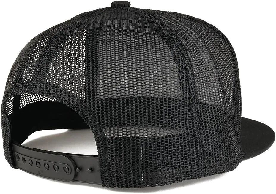 Trendy Apparel Shop Flexfit Brand 5 Panel Classic Trucker Flatbill Mesh Snapback Cap