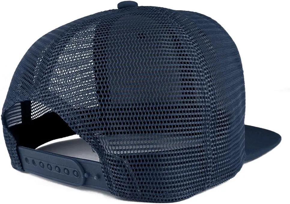 Trendy Apparel Shop Planet Embroidered Cotton Flat Bill Mesh Back Trucker Cap
