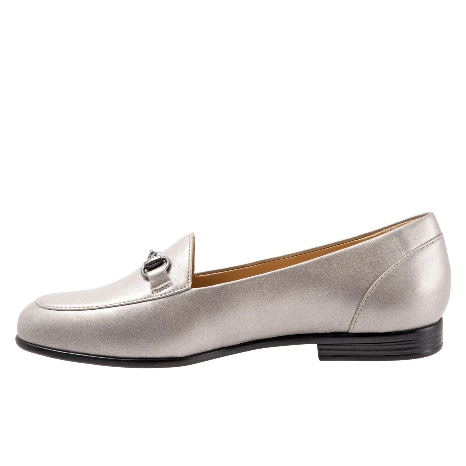 Trotters Anice T1901-033 Womens Gray Narrow Leather Loafer Flats Shoes