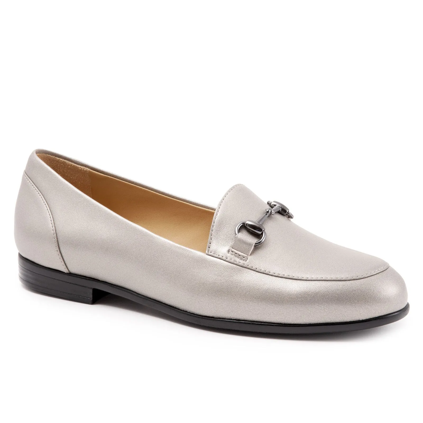 Trotters Anice T1901-033 Womens Gray Narrow Leather Loafer Flats Shoes