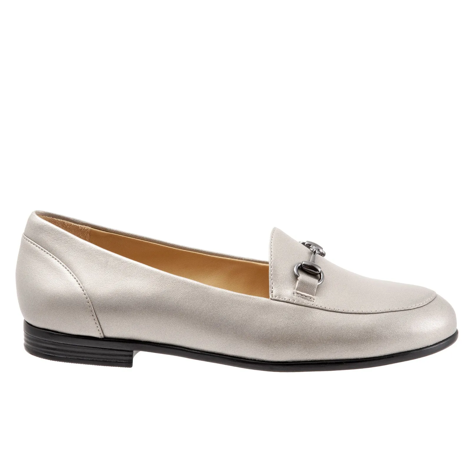 Trotters Anice T1901-033 Womens Gray Narrow Leather Loafer Flats Shoes