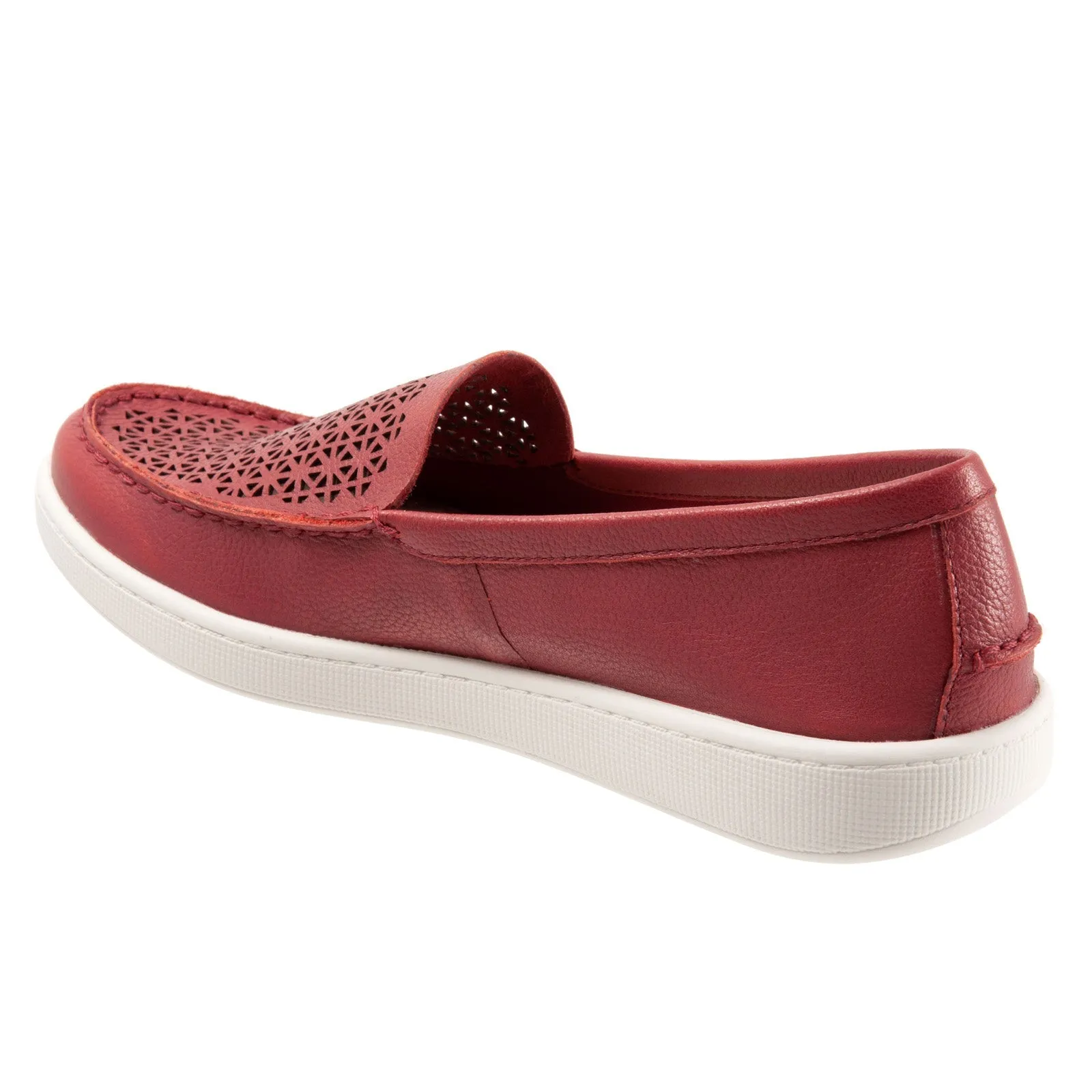 Trotters Audrey T2211-601 Womens Red Leather Slip On Loafer Flats Shoes