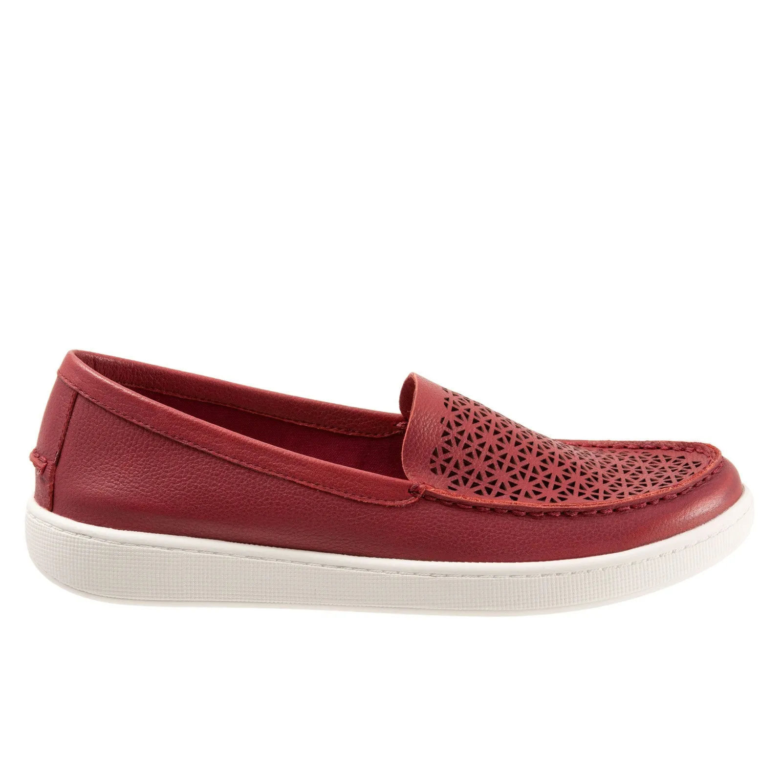 Trotters Audrey T2211-601 Womens Red Leather Slip On Loafer Flats Shoes