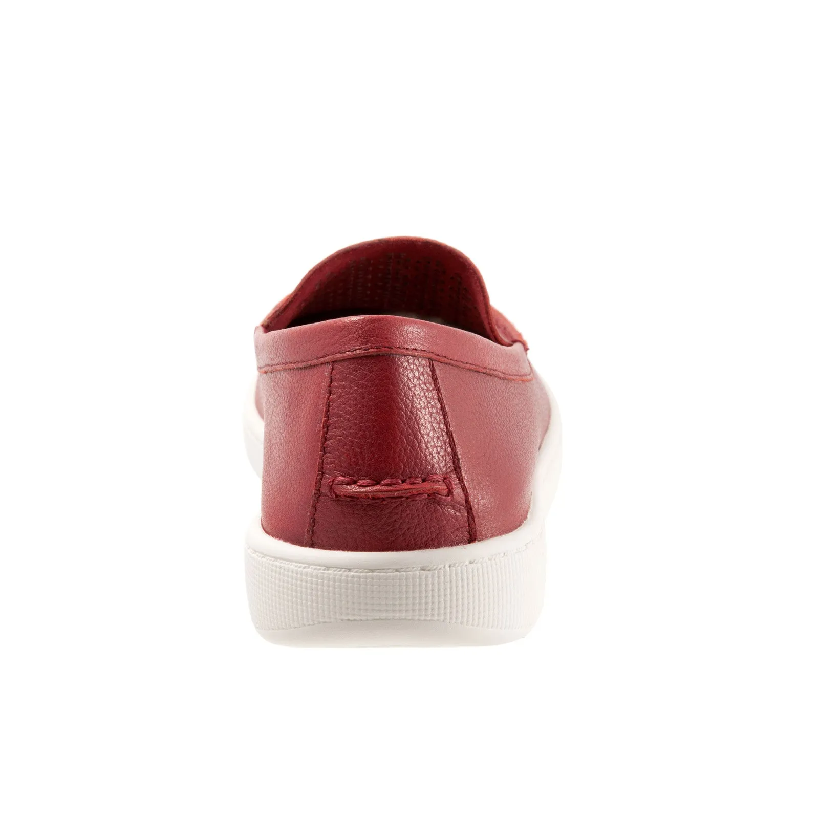 Trotters Audrey T2211-601 Womens Red Leather Slip On Loafer Flats Shoes