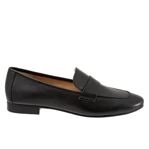 Trotters Gemma T2005-001 Womens Black Wide Leather Loafer Flats Shoes