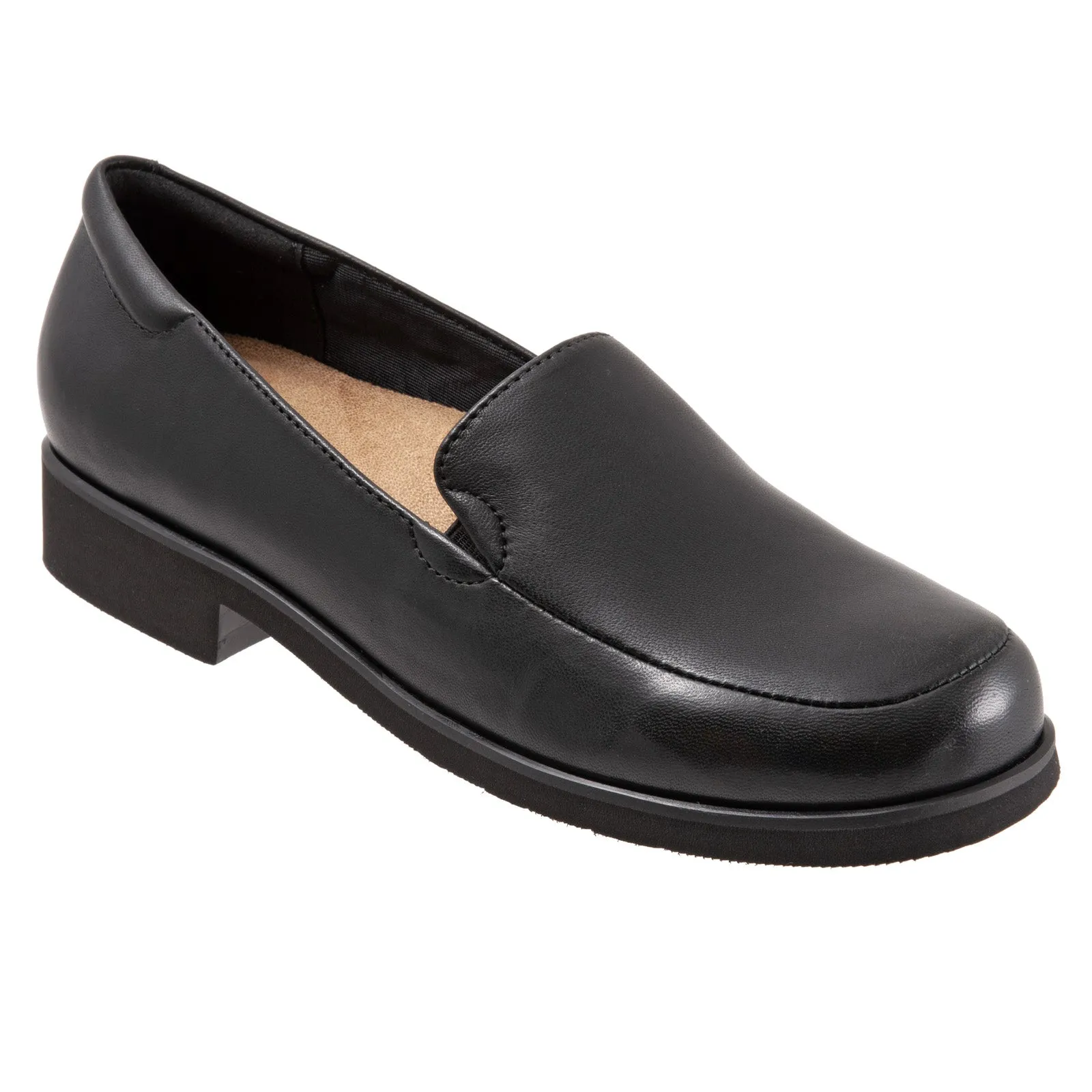 Trotters Jaiden T2058-001 Womens Black Wide Leather Loafer Flats Shoes