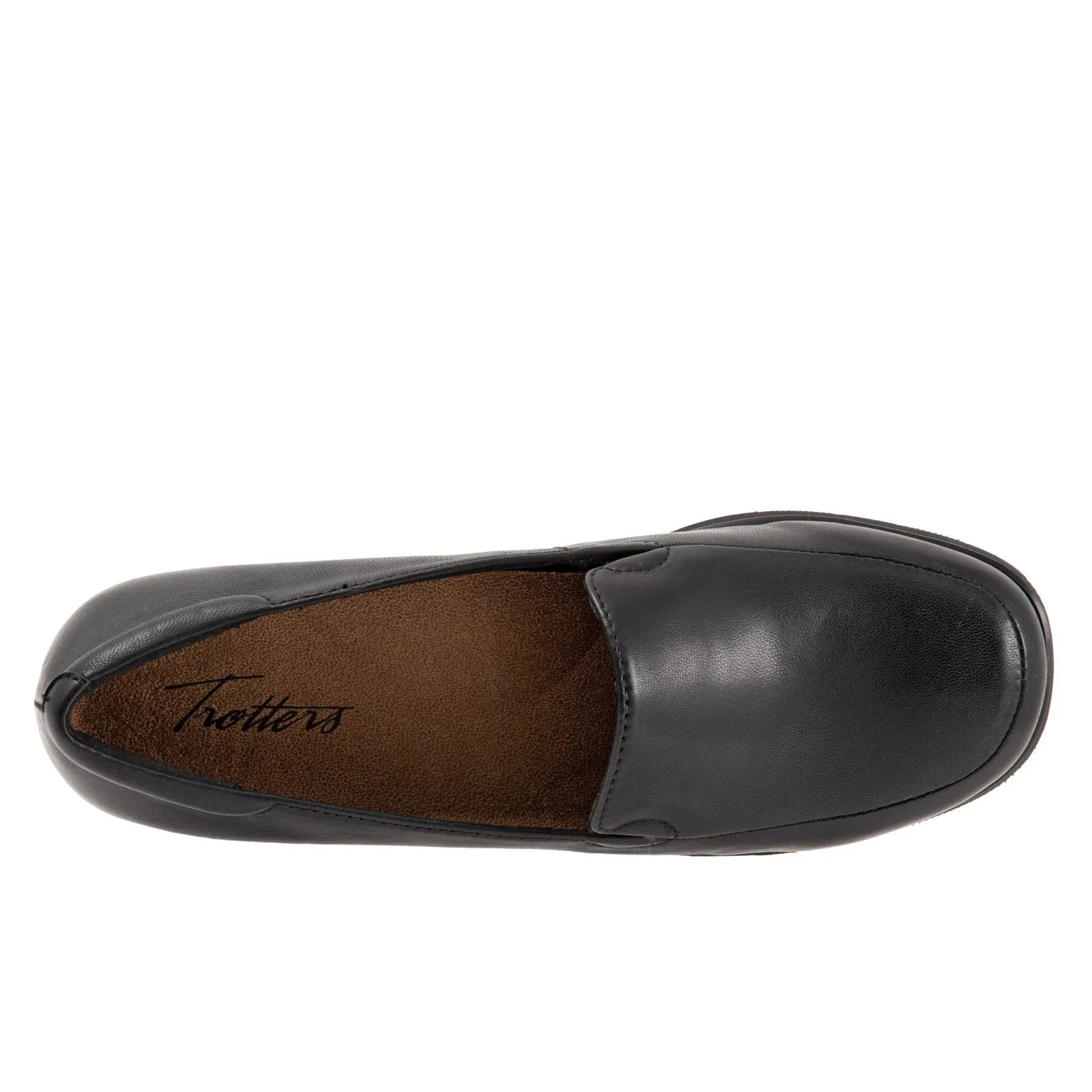 Trotters Jaiden T2058-001 Womens Black Wide Leather Loafer Flats Shoes