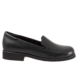 Trotters Jaiden T2058-001 Womens Black Wide Leather Loafer Flats Shoes