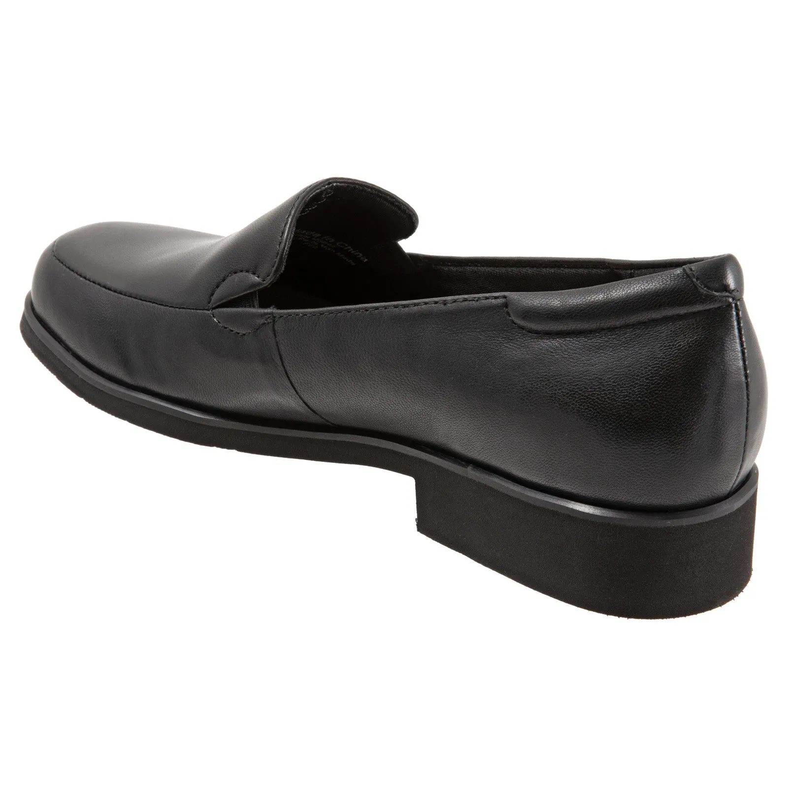 Trotters Jaiden T2058-001 Womens Black Wide Leather Loafer Flats Shoes