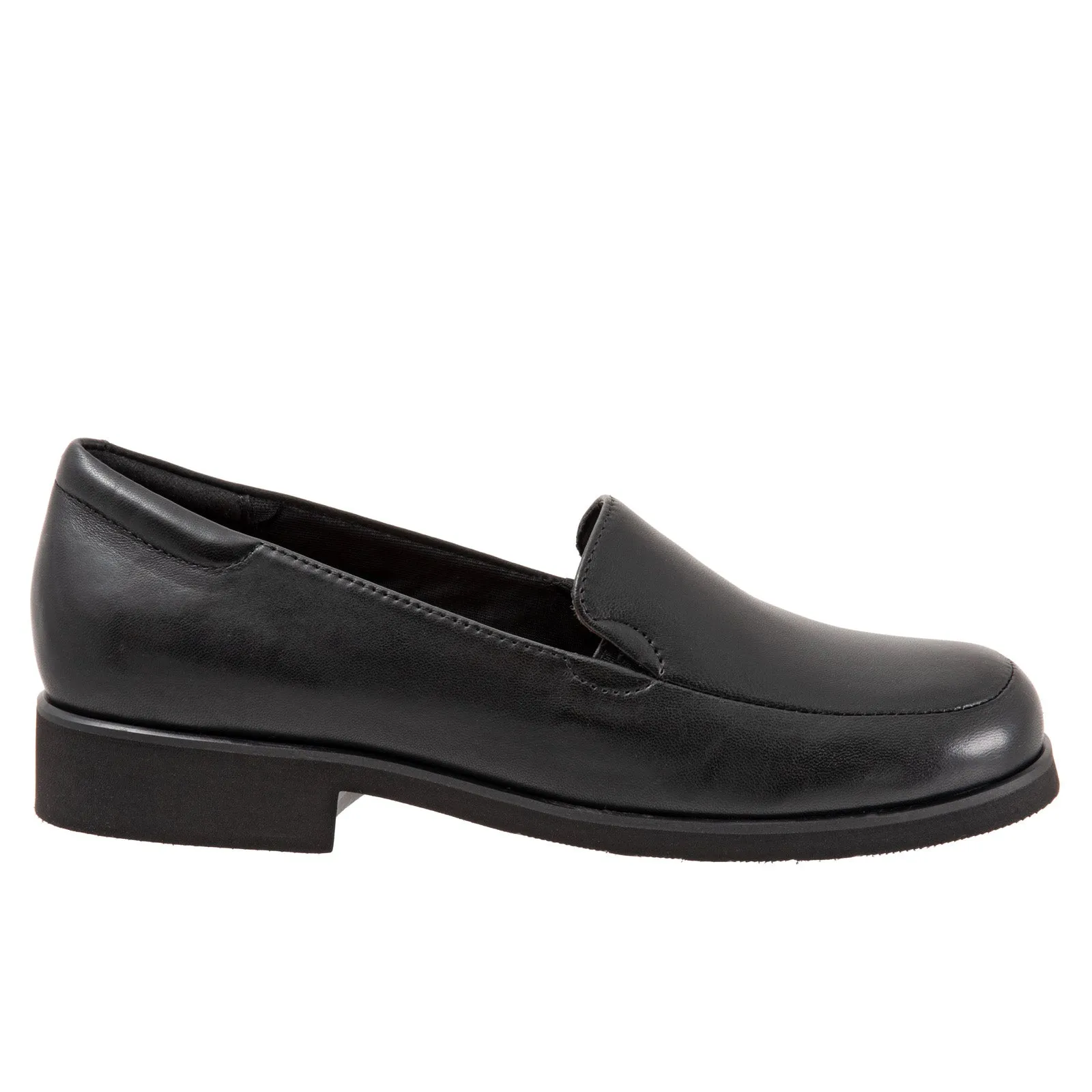 Trotters Jaiden T2058-001 Womens Black Wide Leather Loafer Flats Shoes