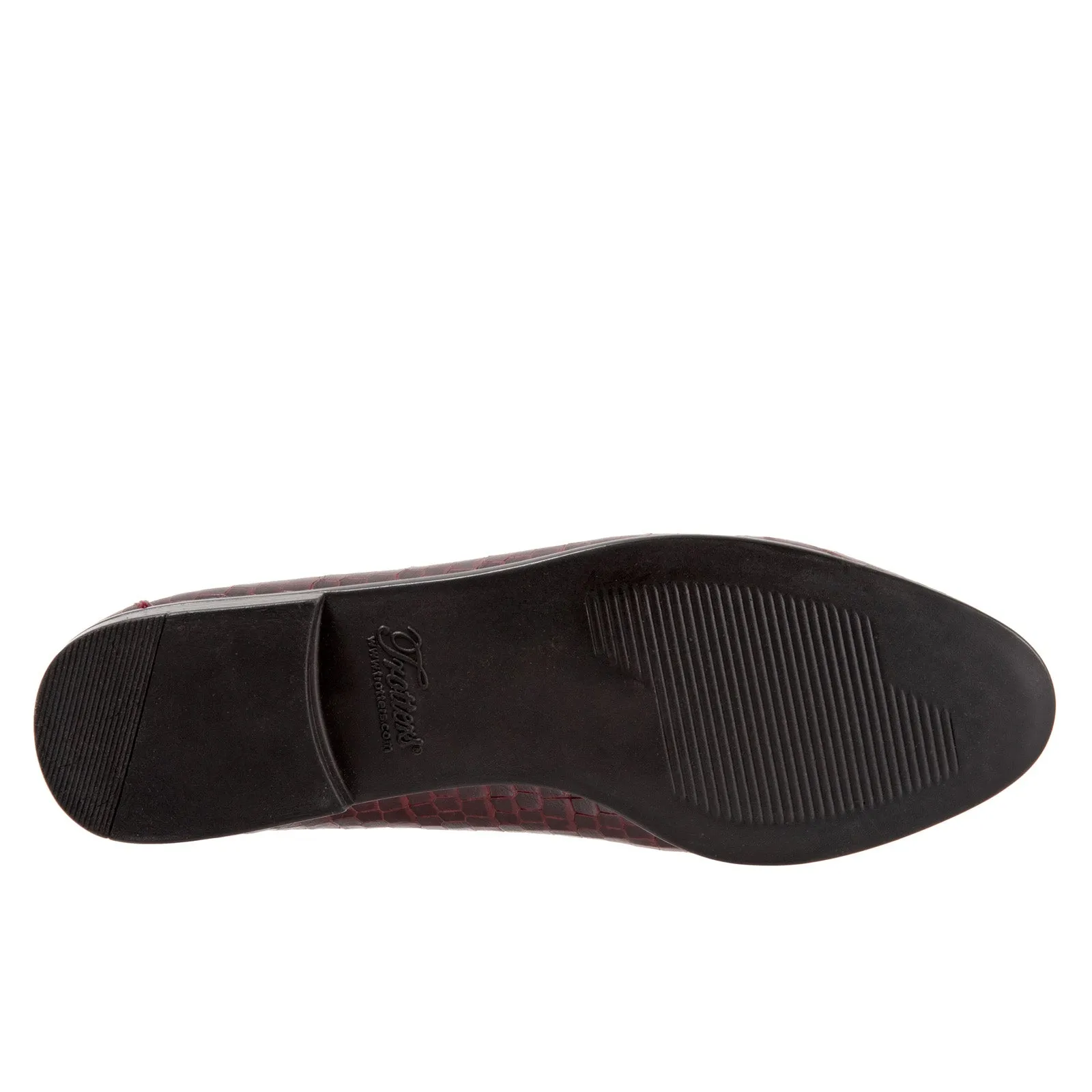 Trotters Liz Croco T2068-648 Womens Burgundy Leather Loafer Flats Shoes