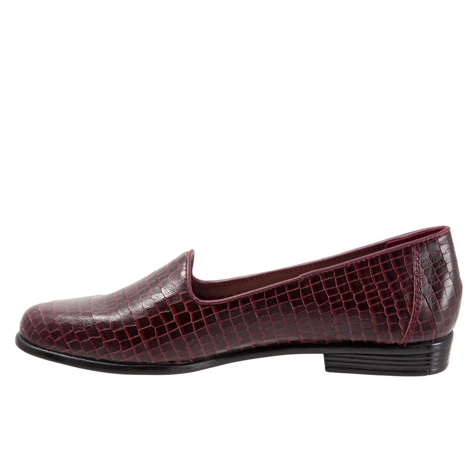 Trotters Liz Croco T2068-648 Womens Burgundy Leather Loafer Flats Shoes