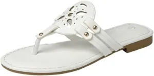TruFox Women's Medallion Flat Sandals Comfortable Soft Cushion Slide Slip on Summer Beach Thong Flip Flops
