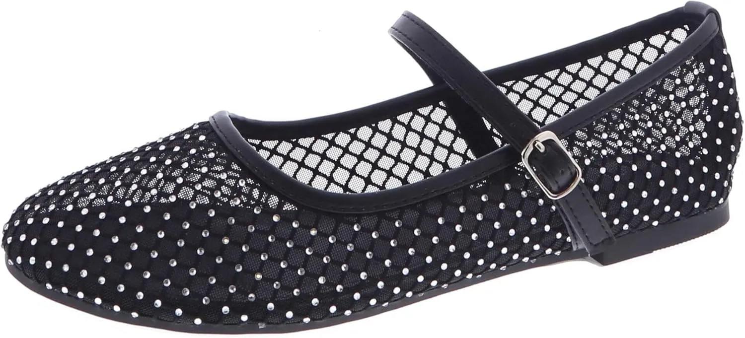 TruFox Women's Mesh Ballet Flats Buckle Strap Comfortable Ballerina Shoes Flats