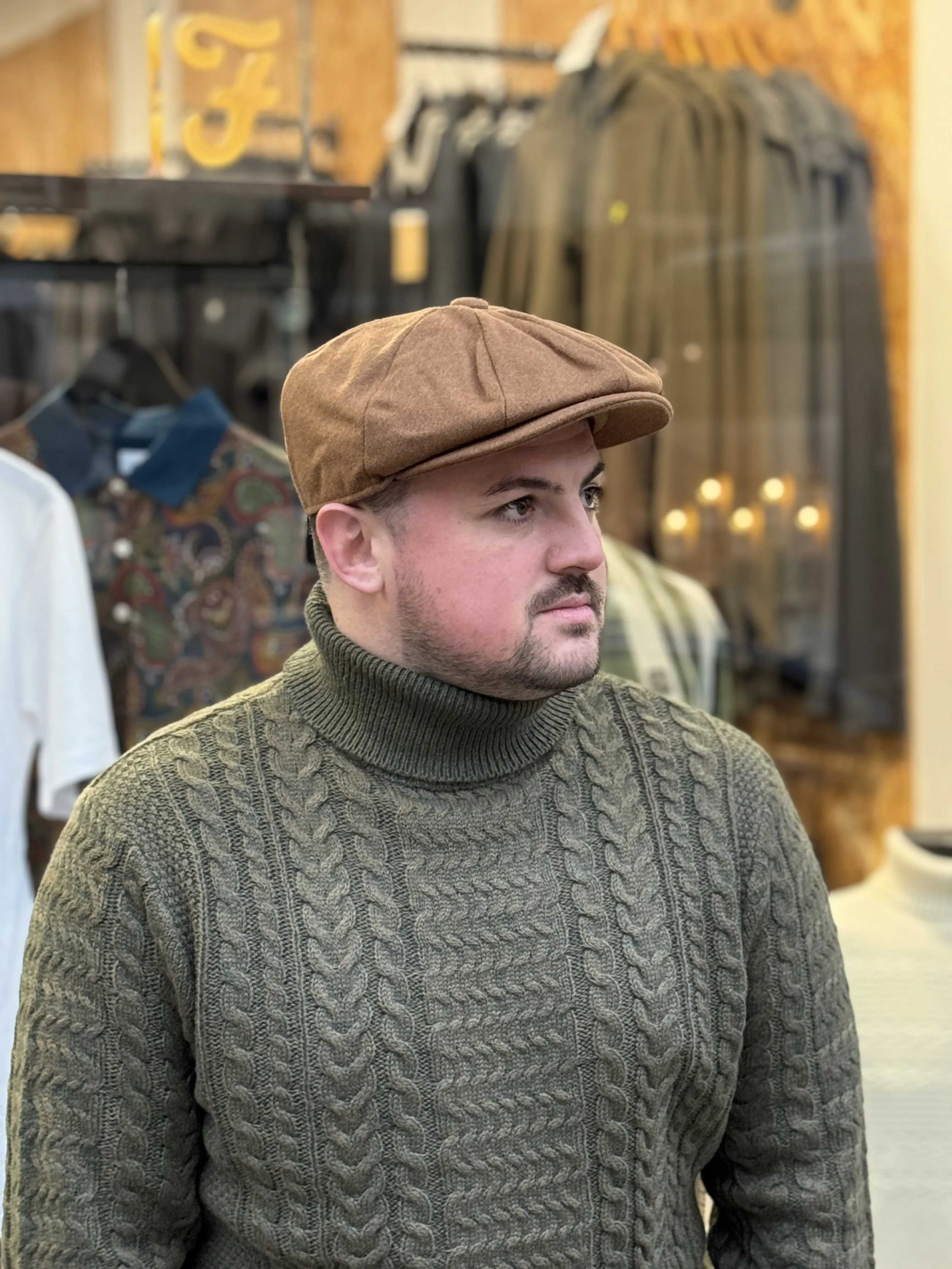 Tweed Newsboy Flat Cap Camel Brown