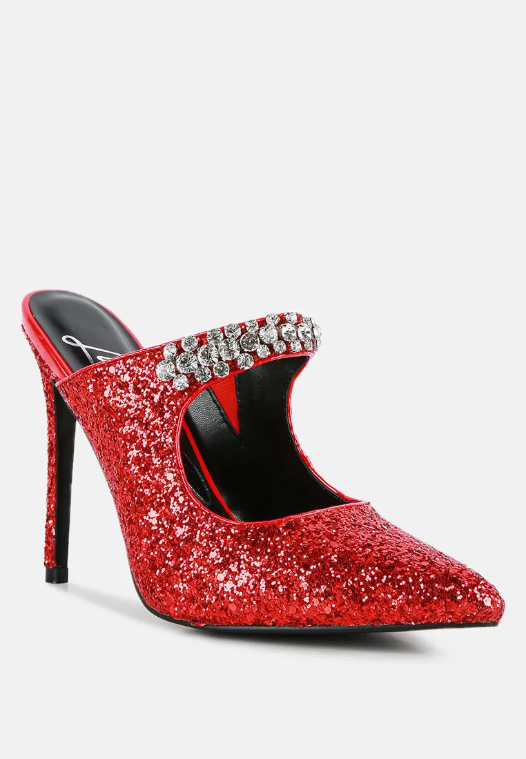 Twinklet Glitter Diamante Embellished Stilettos By Ruw