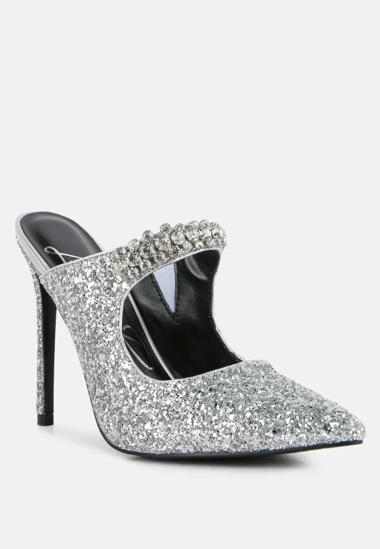 Twinklet Glitter Diamante Embellished Stilettos By Ruw