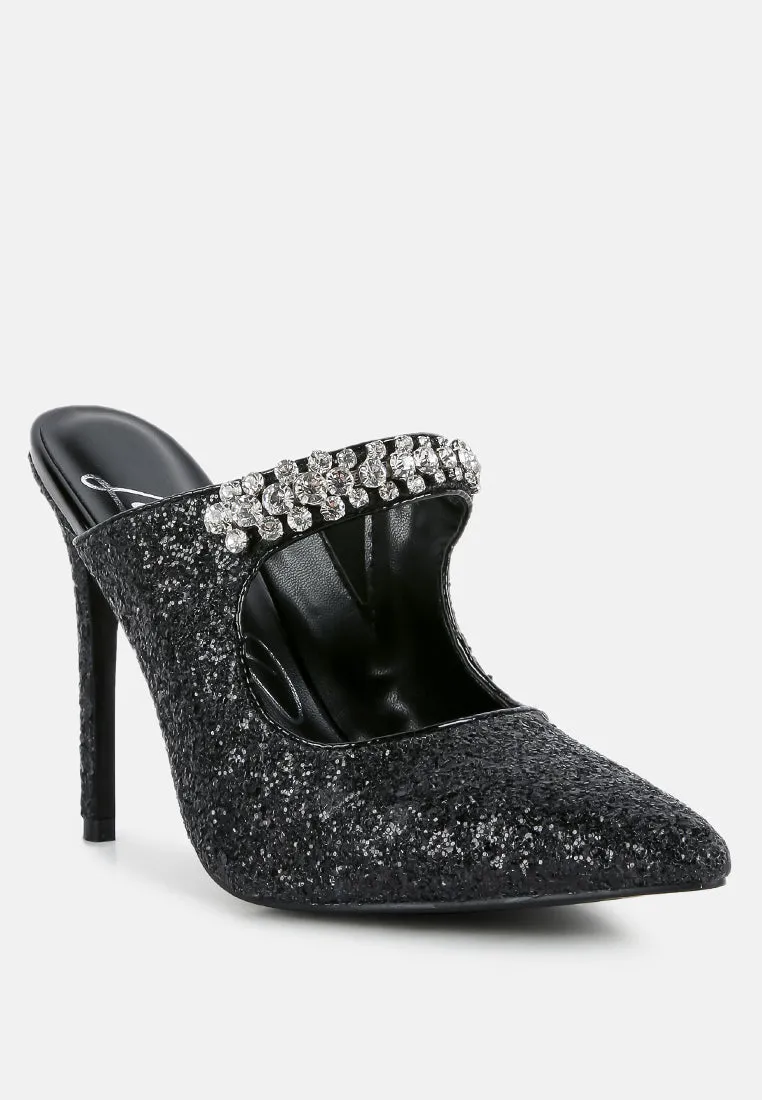 Twinklet Glitter Diamante Embellished Stilettos By Ruw