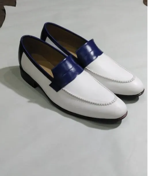 Two Tone Leather Moccasins Loafers for Men