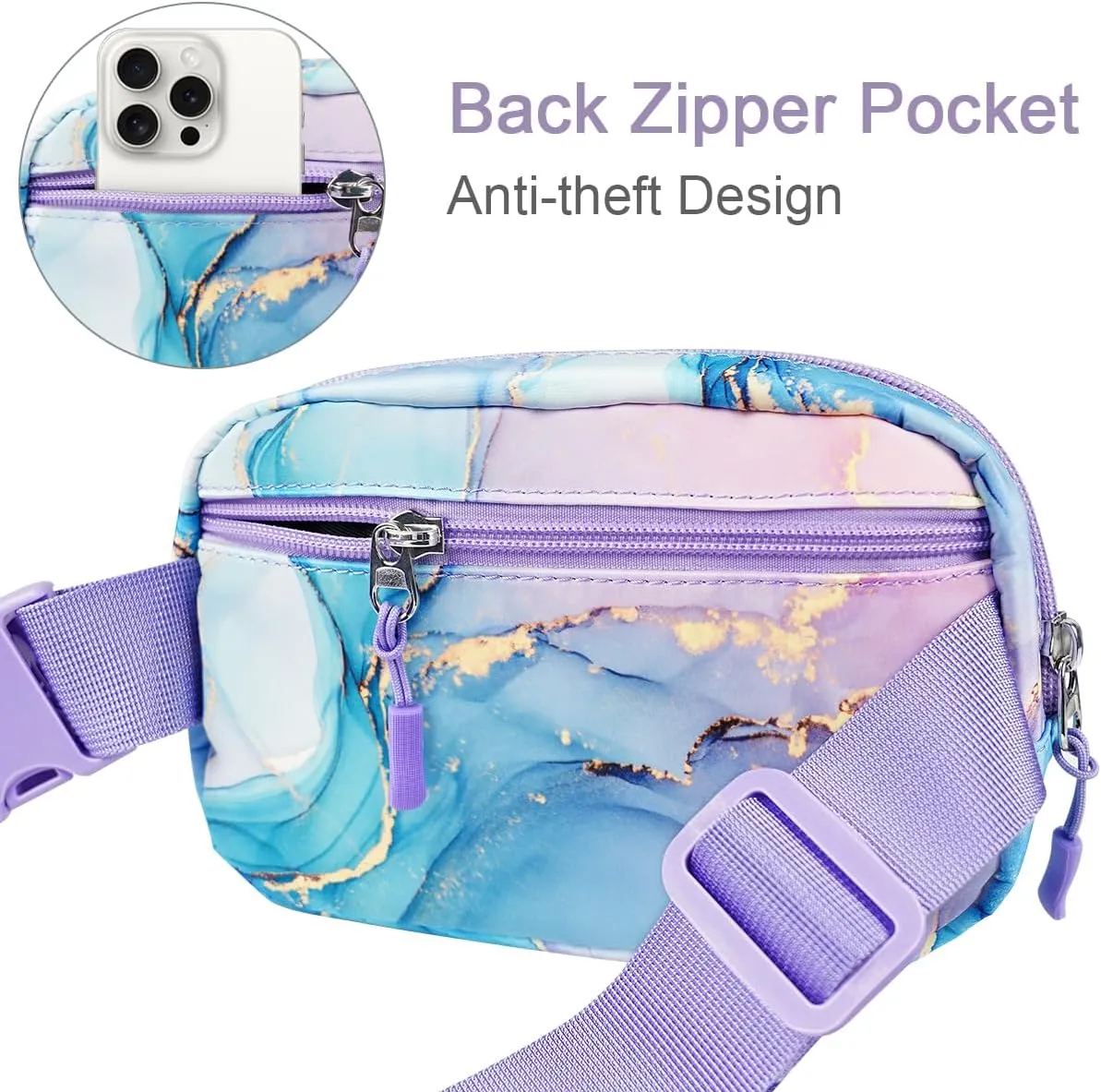 Ultra Lightweight Belt Bag Cute Crossbody Bags for Women Fashion Pattern Waist Packs Waterproof Running Workout Hiking Travel Fanny Pack,Gradient Marble