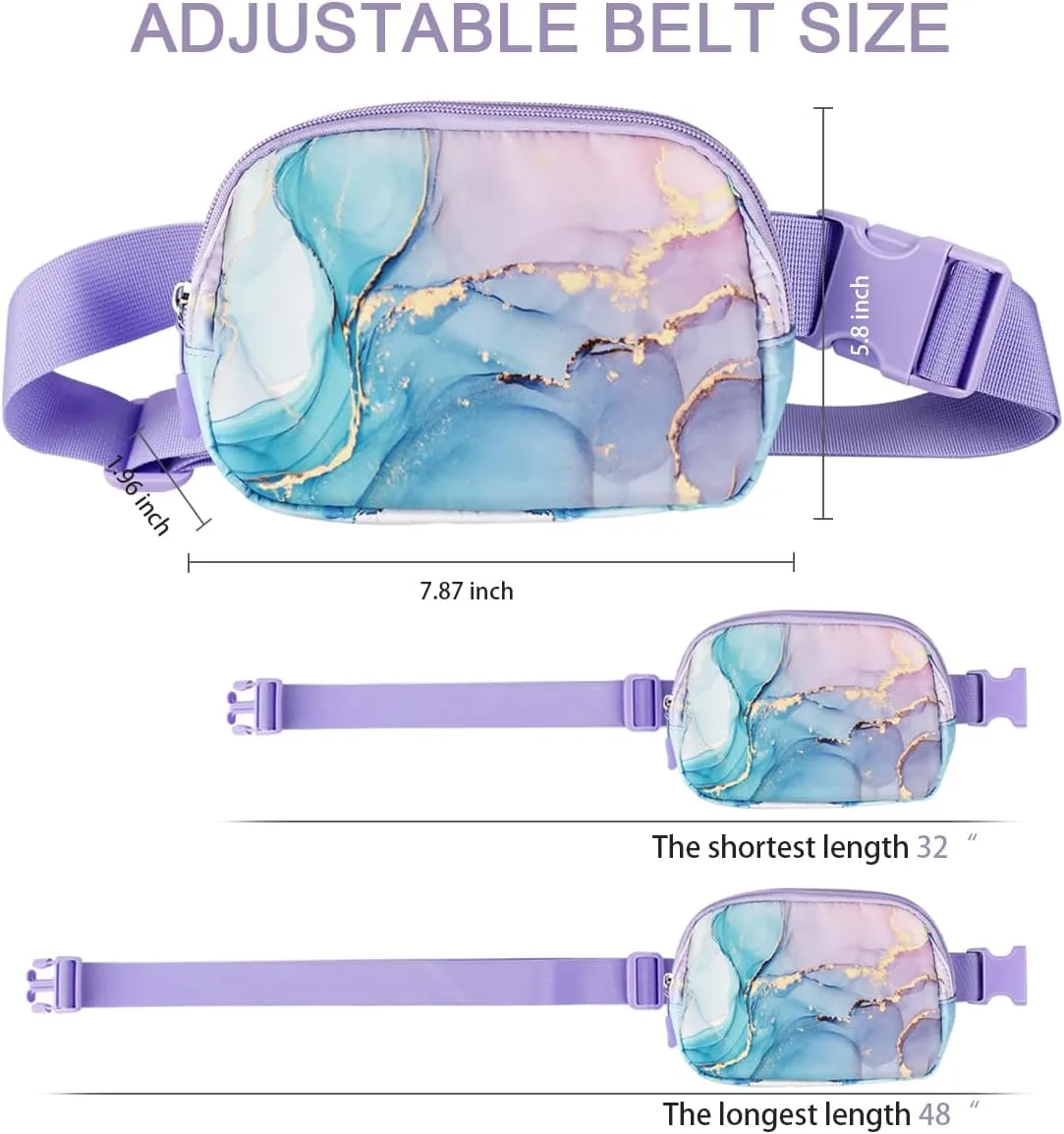 Ultra Lightweight Belt Bag Cute Crossbody Bags for Women Fashion Pattern Waist Packs Waterproof Running Workout Hiking Travel Fanny Pack,Gradient Marble