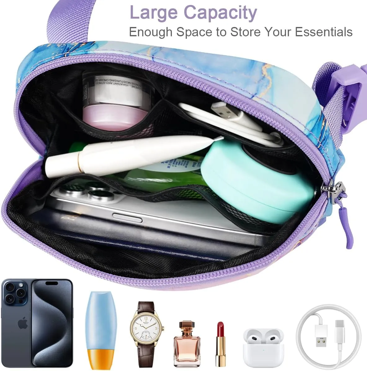 Ultra Lightweight Belt Bag Cute Crossbody Bags for Women Fashion Pattern Waist Packs Waterproof Running Workout Hiking Travel Fanny Pack,Gradient Marble