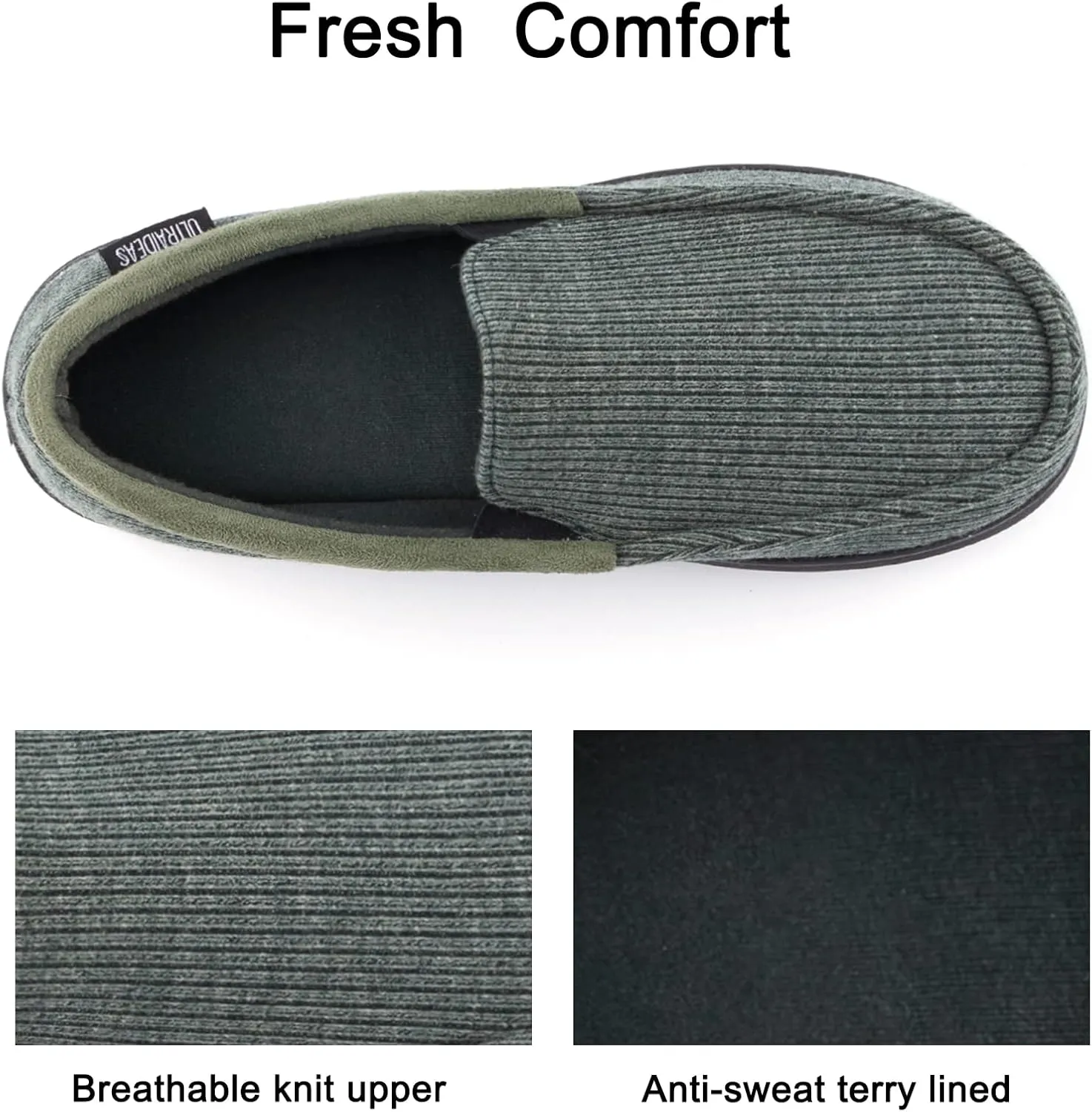 ULTRAIDEAS Men's Carver Slippers Moc Loafer House Shoes Memory Foam