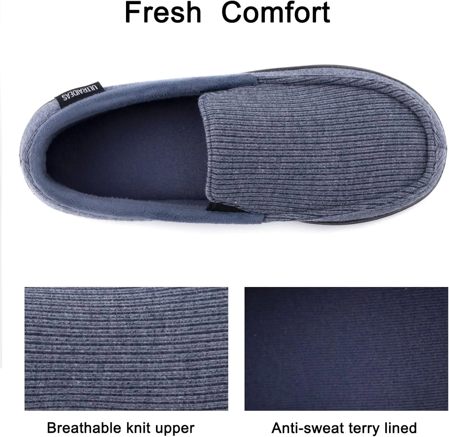 ULTRAIDEAS Men's Carver Slippers Moc Loafer House Shoes Memory Foam