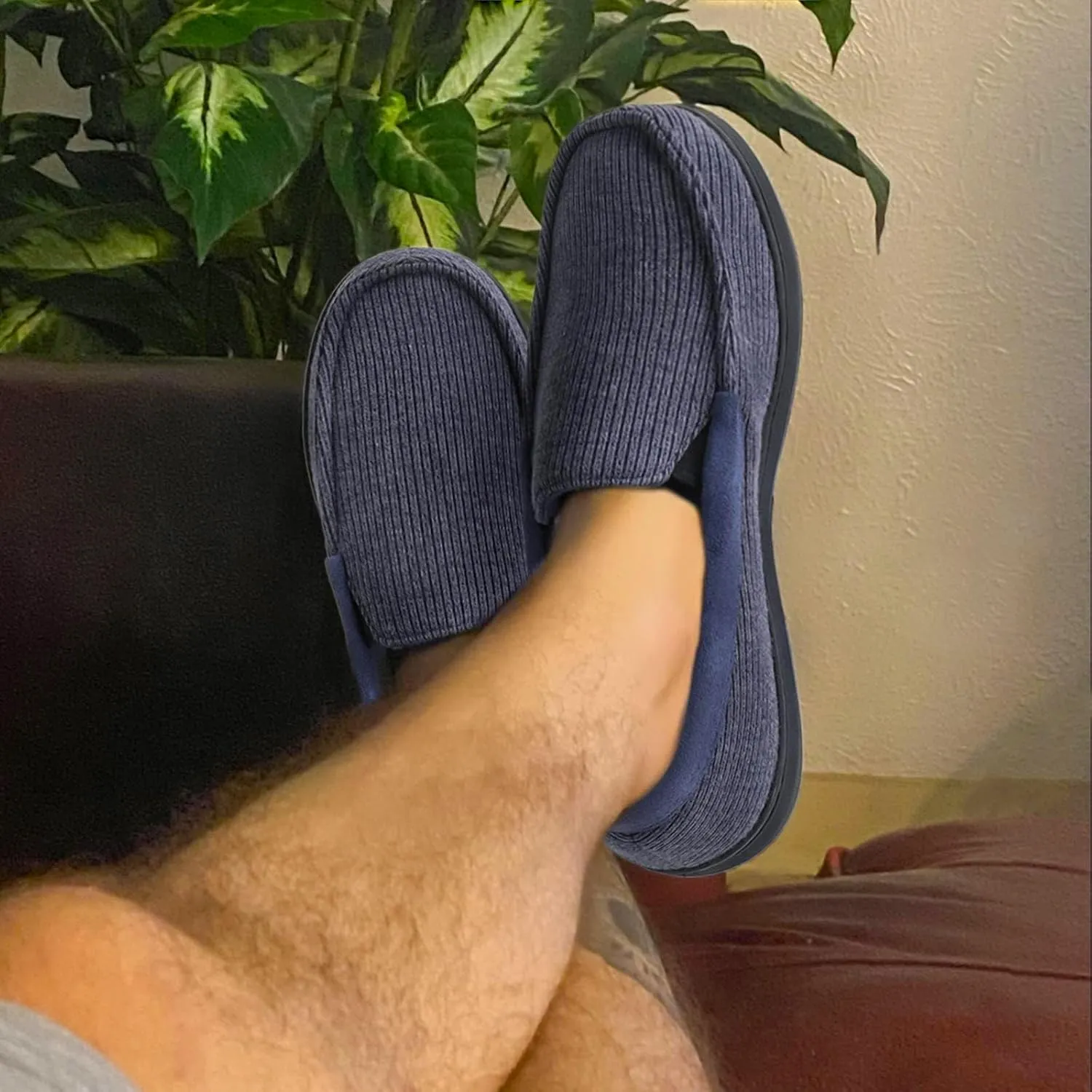 ULTRAIDEAS Men's Carver Slippers Moc Loafer House Shoes Memory Foam