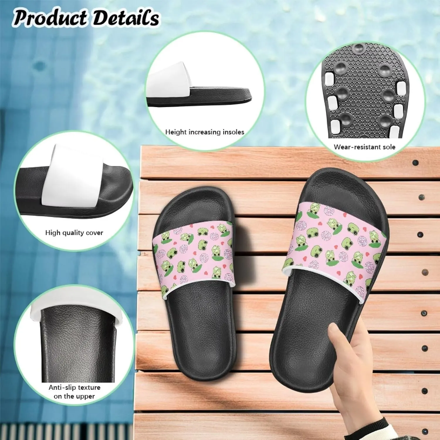Unisex-Child Beach Slides Comfort Slide Sandals Slip Resistant Slippers for Indoor Outdoor Water Shoes Flip Flop