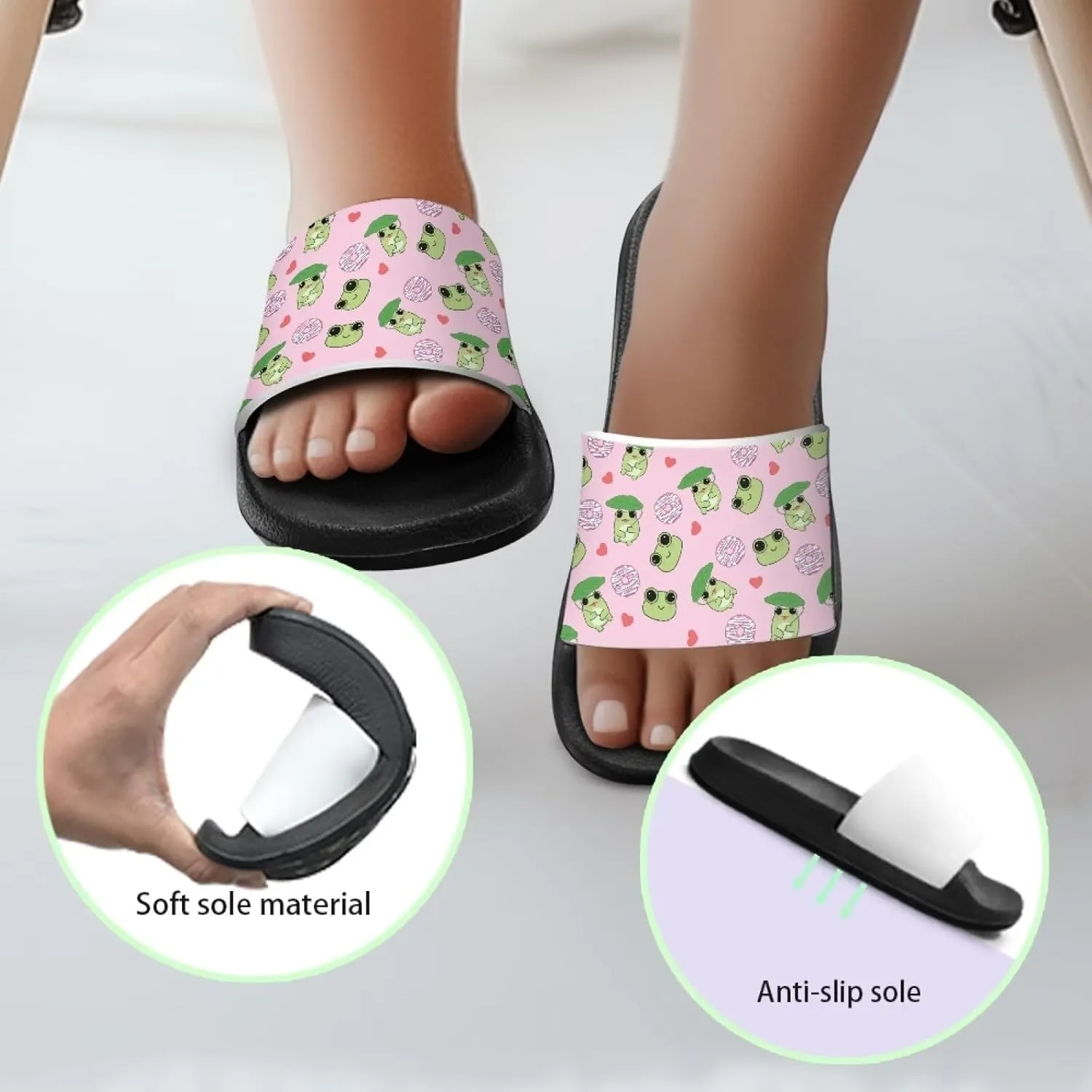 Unisex-Child Beach Slides Comfort Slide Sandals Slip Resistant Slippers for Indoor Outdoor Water Shoes Flip Flop