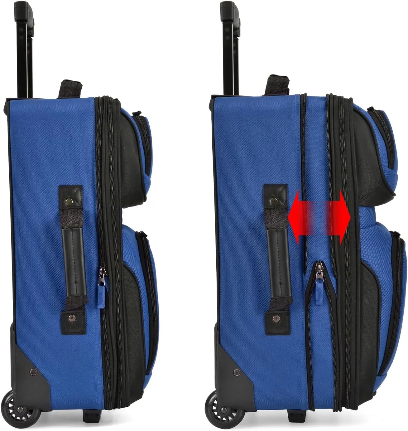 U.S. Traveler Lightweight Rolling 20" Carry On Luggage Softside Suitcase, Blue, 2 Wheel-1 Piece