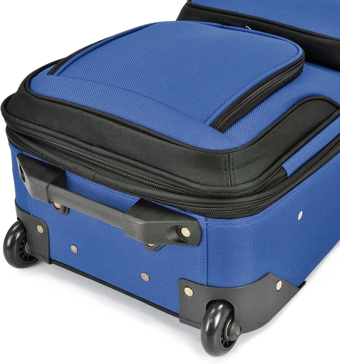U.S. Traveler Lightweight Rolling 20" Carry On Luggage Softside Suitcase, Blue, 2 Wheel-1 Piece