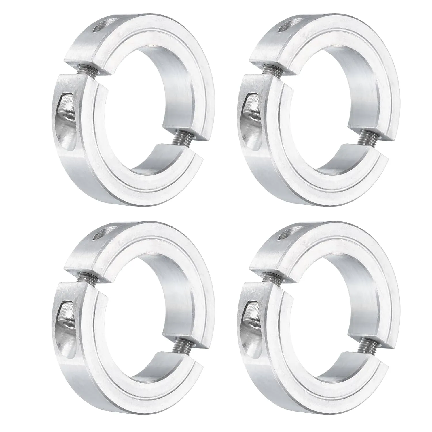 uxcell 4Pcs Double Split Clamp-On Shaft Collar for 1-1/2" Shaft, Two-Piece Clamping Collar 2-3/8" OD, 9/16" Thickness, Aluminum Alloy Set Screw Split Collar Clamp