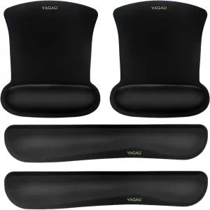 VAGAU Premium Keyboard Wrist Rest and Mouse Pad Wrist Support, Ergonomic Memory Foam Set for Office, Laptop, Mac, Computer and Gaming, Comfortable Typing &Wrist Pain Relief (2 Pack)
